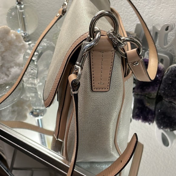 EUC AUTH COACH TAYLOR FOIL BEIGE CREAM FLAP SHOULDER BAG CROSSBODY HANDBAG - Picture 13 of 13